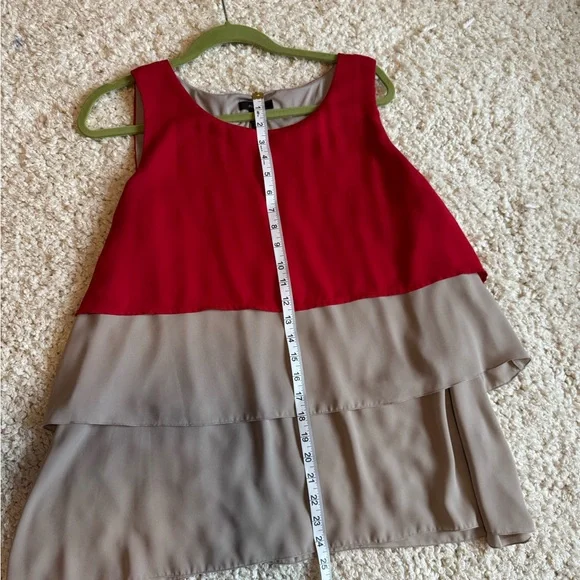Alfani Red and Gray Tiered Sleeveless Top - Picture 5 of 5